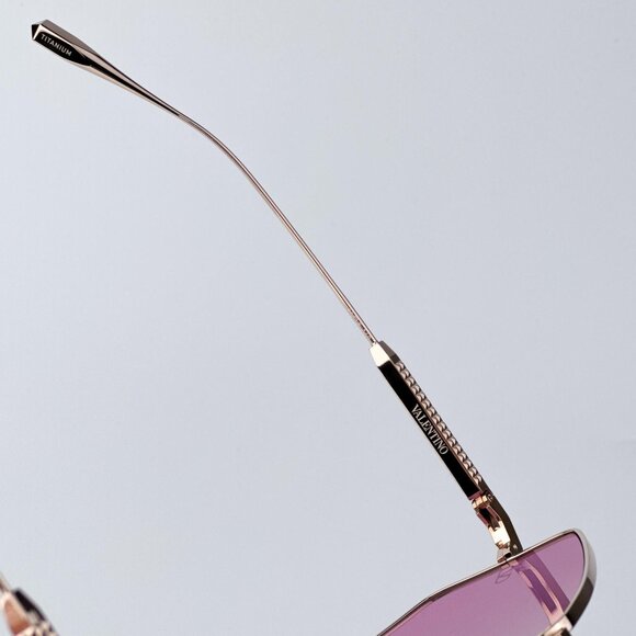 Valentino Women BRAND NEW Sunglasses Titanium Gold Pink Oversized Aviator - Picture 11 of 12